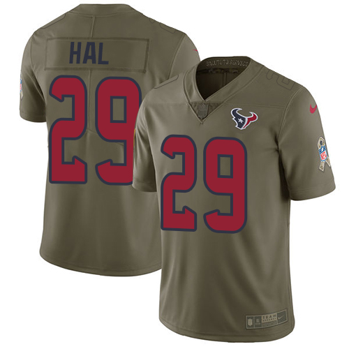 Nike Texans #29 Andre Hal Olive Youth Stitched NFL Limited Salute to Service Jersey